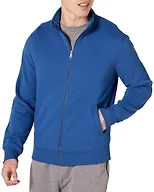 Amazon Essentials Men's Standard Full-Zip Fleece Mock Neck Midweight Sweatshirt with Pockets, Blue, Large