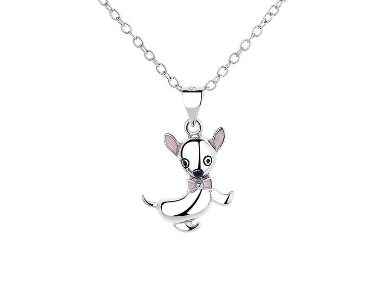 Chihuahua With Pink Bowtie Dog Necklace