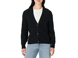 Amazon Essentials Women's Soft Touch Ribbed Blouson V-Neck Cardigan Sweater, Black, XX-Large