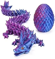 3D Printed Dragon Egg with Articulated Crystal Design – Surprise Toy for Kids, Fidget Dragon Inside, Cool Party Favors for Boys Girls Ages 4-12 (Red-Blue)