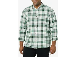 Amazon Essentials Men's Regular Fit Long-Sleeve Flannel Shirt, Soft Brushed Cotton, Lightweight yet Warm, White Plaid, Medium