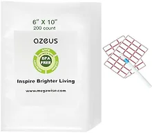 AZEUS Vacuum Sealer Bag Rolls Combo with Labels & Marker, 200 Count 6" x 10" Food-Grade Vacuum Bags for All Vacuum Sealers, BPA-Free for Meal Prep, Freezer Storage & Sous Vide Cooking