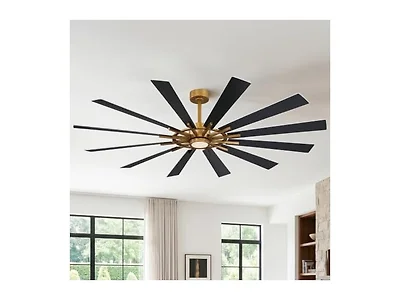 Parrot Uncle 72 Inch Large Windmill Ceiling Fan Gold