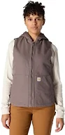 Carhartt Women's Washed Duck Hooded Vest Outerwear, -taupe gray, Small