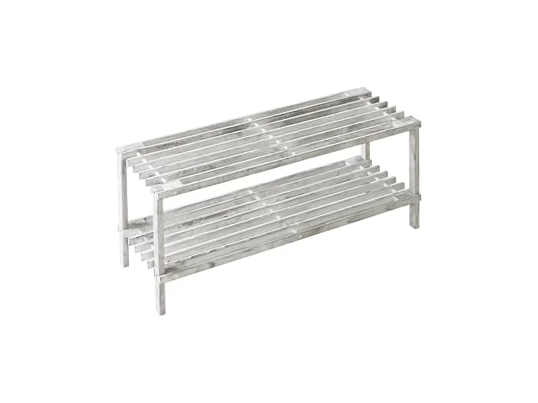Honey-Can-Do 2-Tier Wood Shoe Rack, Grey