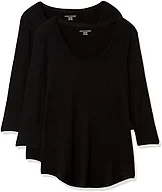 Amazon Essentials Women's 3/4 Sleeve Scoopneck Tunic Tops, Pack of 2, Black / Black, XX-Large