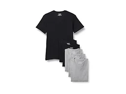 Amazon Essentials Men's Slim Fit V-Neck Undershirt, Breathable Cotton, Pack of 6, Black/Grey Heather, Small
