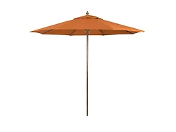 9ft Rd Faux Wood Metal Patio Umbrella, Push Open Pin Stop