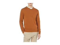 Amazon Essentials Men's V-Neck Sweater, Rust, X-Small