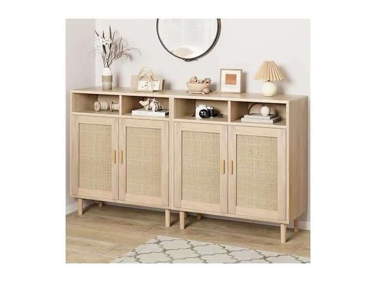 Set of 2 Rattan Sideboard, Natural
