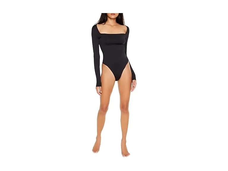 Forever 21 Women (L) Contour Sculpt Bodysuit Black