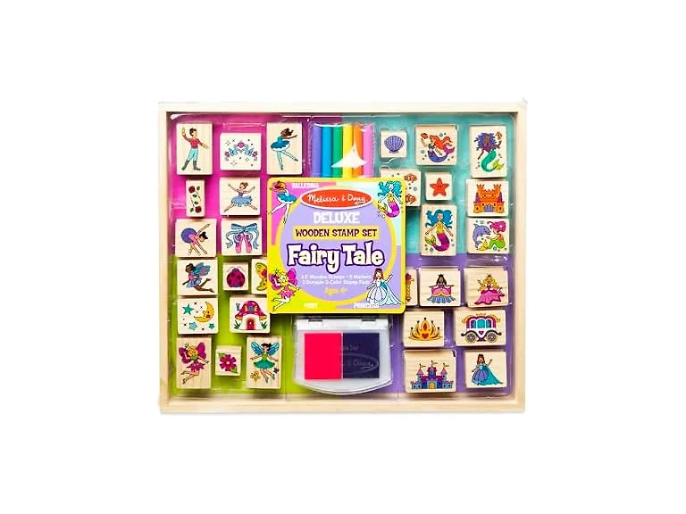Melissa & Doug Deluxe Wooden Stamp and Coloring Set