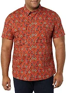 Amazon Essentials Men's Slim-Fit Short-Sleeve Two-Pocket Utility Shirt, Clay Floral Print, X-Small