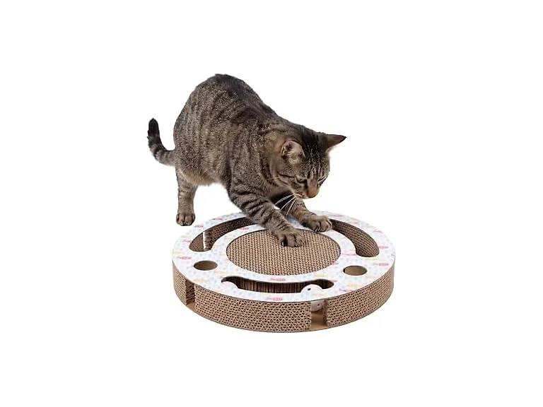 Kitty City Fish Corrugate Cat Scratcher with Ball Track Toy