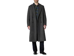 Amazon Essentials Men's Relaxed-Fit Double Breasted Wool Blend Longline Topcoat with Classic Lapel, Charcoal Heather, Medium