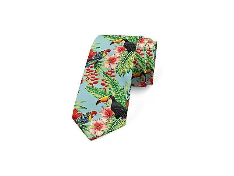 Ambesonne Men (3.7") Tie Hibiscus Parrot Toucan