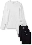Amazon Essentials Mens' Slim Fit Cotton Crew Neck Undershirts, Black/White Long Sleeve, Small