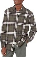 Amazon Essentials Men's Regular Fit Long-Sleeve Flannel Shirt, Soft Brushed Cotton, Lightweight yet Warm, Olive Plaid, XX-Large