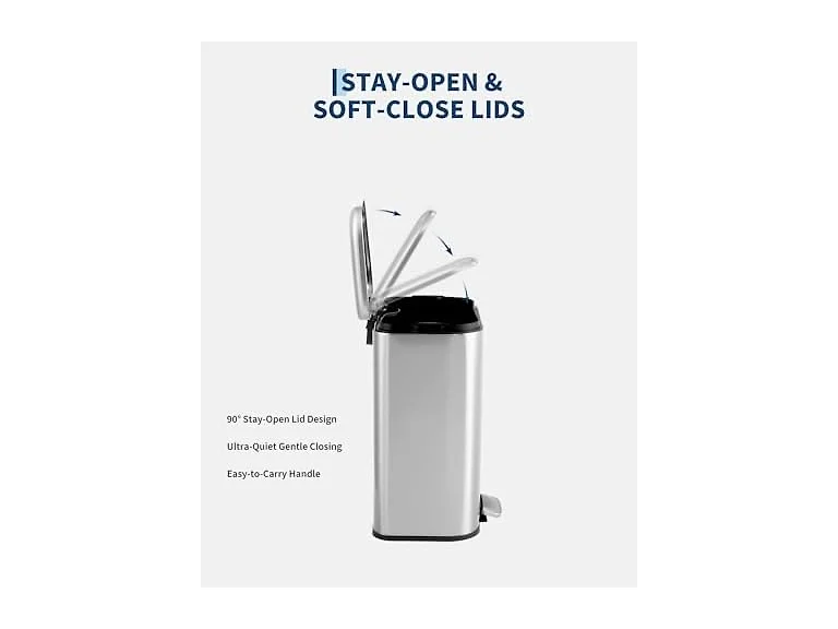 Takywep 12L Rectangular Stainless Steel Trash Can