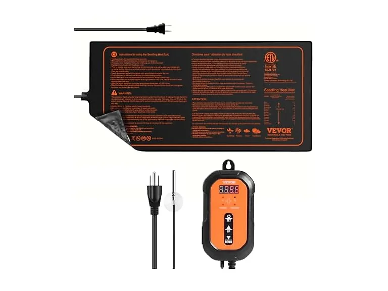 VEVOR 10"x 20.75" Seedling Heat Mat w/ Digital Thermostat Combo Set