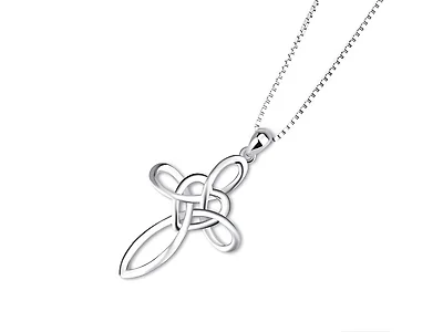 White Gold Plated Celtic Cross Necklace