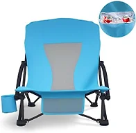 Suptinwear Low Back Beach Chair - Blue With Cooler
