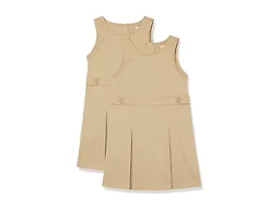 Amazon Essentials Girls' Uniform Jumper, 2-Pack Khaki, Medium Slim