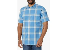 Amazon Essentials Men's Slim-Fit Short-Sleeve Poplin Shirt, Light Blue Orange Plaid, X-Large