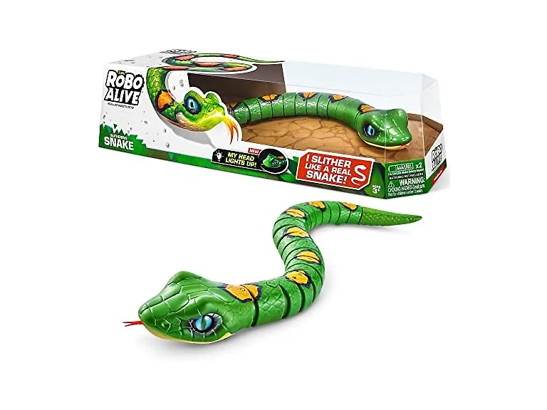 Slithering Snake Robotic Light Up Reptile Toy that Moves (Green)