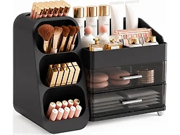 Booklov Large Makeup Organizer for Vanity Countertop, Black