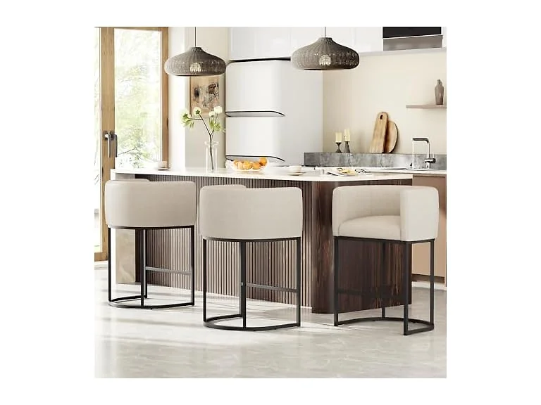 Beige 26" H Counter Height Bar Stools