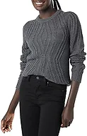 Amazon Essentials Women's 100% Cotton Long Sleeve Crewneck Cable Knit Sweater, Charcoal Heather, XX-Large
