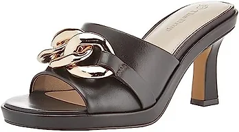 The Drop Women's Zena Buckle Heel Sandal, Chocolate, 8.5