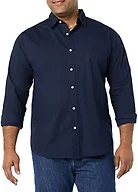 Amazon Essentials Men's Long-Sleeve Regular-Fit Stretch Poplin Shirt Shirt, -Navy, X-Small