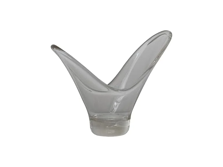 Hand-Blown Glass Organic Shaped Bowl, Clear