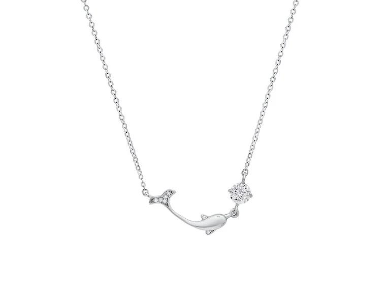 Moissanite Diamond Dolphin Necklace