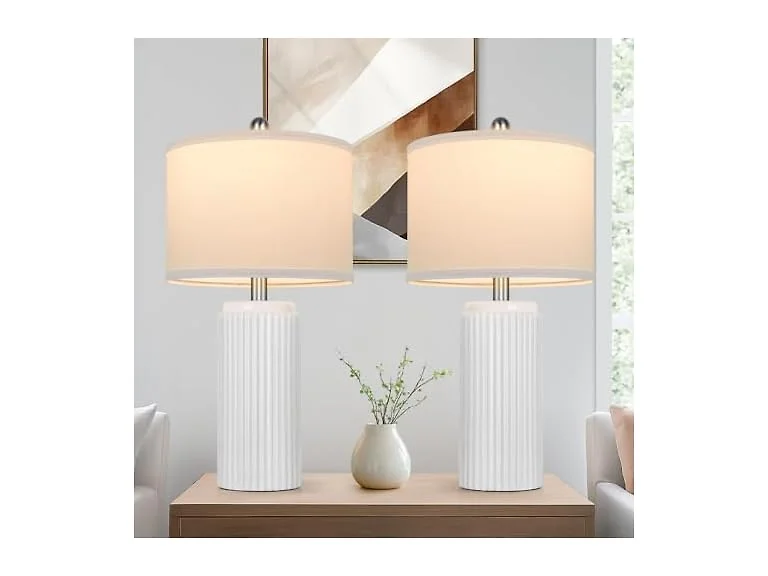 TOBUSA 23.5" White Ceramic Table Lamps Set of 2