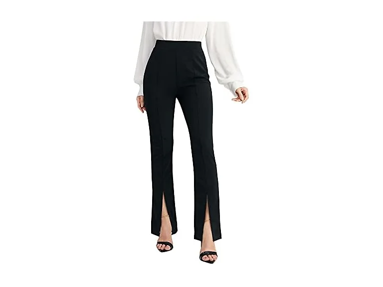 Wdirara Women (L) Split Front Elastic High Pants
