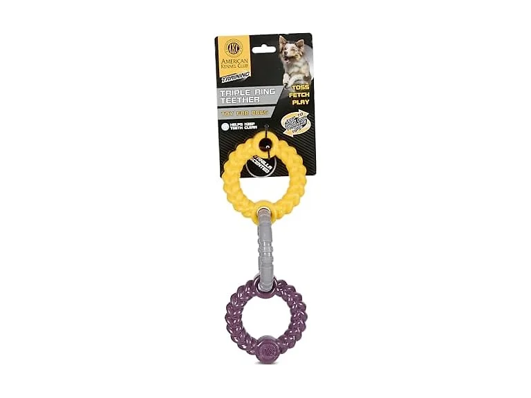 AKC Training Triple Ring Dog Toy – Durable Vanilla