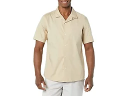 Amazon Essentials Men's Vacation Cotton Button-Down Short Sleeve Resort Shirt, Khaki Brown, X-Large