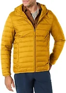 Amazon Essentials Men's Lightweight Water-Resistant Packable Hooded Puffer Jacket, Caramel, Small