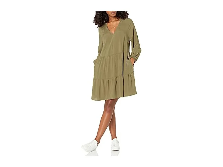 The Drop Women's Ruffle-neck Tiered Mini Dress