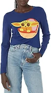 Amazon Essentials Disney | Marvel | Star Wars Women's Lightweight Crewneck Sweater, Star Wars Grogu - Womens, Small