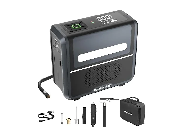 WORKPRO Portable Tire Inflator, 7.2V/12V