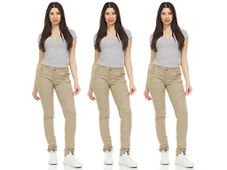 3-Pack Women's Stretch Skinny 5-Pocket Basic Chino Pants