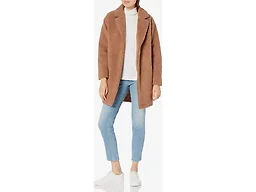 Amazon Essentials Women's Teddy Bear Fleece Oversized-Fit Lapel Jacket, Camel, Large