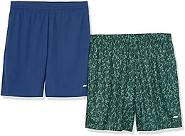 Amazon Essentials Men's Athletic Basketball Gym Shorts, Breathable Moisture Wicking, Loose-Fit Performance Tech, Pack of 2, Green Camouflage/Navy, X-Large
