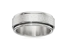 Amazon Essentials Steeltime Men's Stainless Steel Our Father Prayer Spinner Band Ring, Size 8, (previously Amazon Collection)