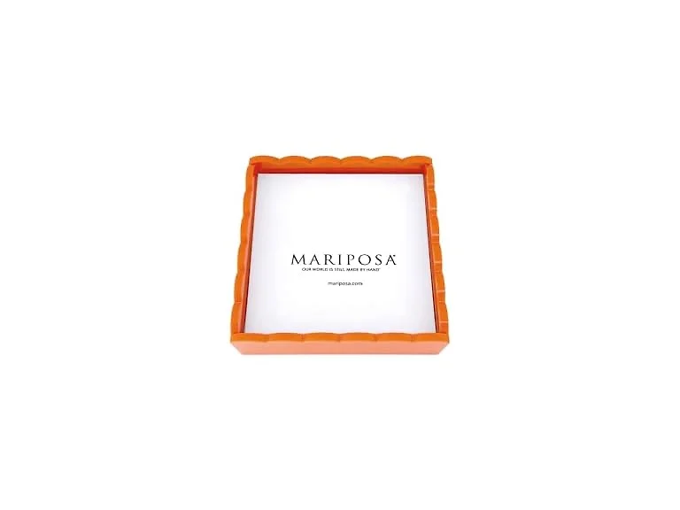 MARIPOSA Orange Scallop Napkin Box