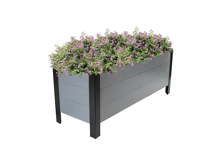 Sunnydaze Acacia Garden Bed -14.75" Grey